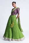Naina Jain_Green Bandhani Crushed Lehenga Set _Online_at_Aza_Fashions