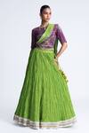 Buy_Naina Jain_Green Bandhani Crushed Lehenga Set _at_Aza_Fashions
