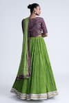 Shop_Naina Jain_Green Bandhani Crushed Lehenga Set _at_Aza_Fashions
