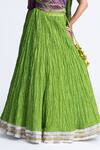 Shop_Naina Jain_Green Bandhani Crushed Lehenga Set _Online_at_Aza_Fashions