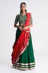 Buy_Naina Jain_Green Crushed Silk Lehenga Set _at_Aza_Fashions