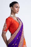 Naina Jain_Orange Lotus Bandhani Lehenga Set _Online_at_Aza_Fashions