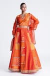 Buy_Naina Jain_Orange Patchwork Lehenga Set _at_Aza_Fashions