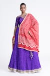 Buy_Naina Jain_Purple Crushed Bandhani Silk Lehenga Set _at_Aza_Fashions