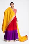 Shop_Naina Jain_Red & Purple Crushed Silk Lehenga Set _Online_at_Aza_Fashions