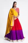 Buy_Naina Jain_Red & Purple Crushed Silk Lehenga Set _at_Aza_Fashions