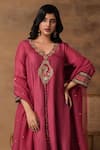 Isha Gupta Tayal_Pink Silk Embroidered Kurta Set _Online_at_Aza_Fashions