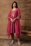 Buy_Isha Gupta Tayal_Pink Silk Embroidered Kurta Set _at_Aza_Fashions
