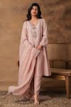 Shop_Isha Gupta Tayal_Pastel Pink Silk Embroidered Kurta Set _Online_at_Aza_Fashions