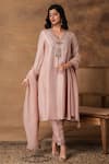 Isha Gupta Tayal_Pastel Pink Silk Embroidered Kurta Set _at_Aza_Fashions