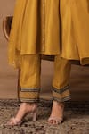 Isha Gupta Tayal_Golden Yellow Silk Embroidered Kurta Set _Online_at_Aza_Fashions
