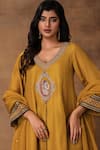 Buy_Isha Gupta Tayal_Golden Yellow Silk Embroidered Kurta Set _Online_at_Aza_Fashions