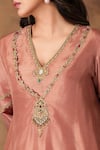 Isha Gupta Tayal_Mocha Pink Silk Embroidered Kurta Set _Online_at_Aza_Fashions