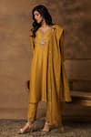 Buy_Isha Gupta Tayal_Golden Yellow Silk Embroidered Kurta Set _Online_at_Aza_Fashions