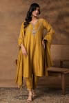 Buy_Isha Gupta Tayal_Golden Yellow Silk Embroidered Kurta Set _at_Aza_Fashions