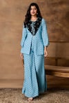 Buy_Isha Gupta Tayal_Powder Blue Peplum Top & Pant Set _at_Aza_Fashions
