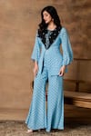 Shop_Isha Gupta Tayal_Powder Blue Peplum Top & Pant Set _Online_at_Aza_Fashions