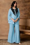 Shop_Isha Gupta Tayal_Powder Blue Peplum Top & Pant Set _at_Aza_Fashions