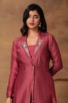 Isha Gupta Tayal_Pink Printed Jacket Kurta Set _Online_at_Aza_Fashions
