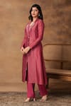 Buy_Isha Gupta Tayal_Pink Printed Jacket Kurta Set _Online_at_Aza_Fashions