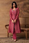 Buy_Isha Gupta Tayal_Pink Printed Jacket Kurta Set _at_Aza_Fashions