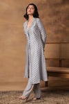 Isha Gupta Tayal_Chanderi Printed Jacket Kurta Set _Online_at_Aza_Fashions