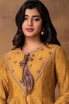 Buy_Isha Gupta Tayal_Mustard Gold Printed Asymmetric Anarkali & Pant Set _Online_at_Aza_Fashions
