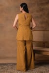 Shop_Isha Gupta Tayal_Mustard Gold Peplum Top & Pant Set _at_Aza_Fashions