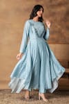 Buy_Isha Gupta Tayal_Powder Blue Printed Anarkali & Pant Set _at_Aza_Fashions