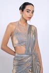 Ellemora Fashions_Foil Print Pre-Draped Skirt Saree Set _at_Aza_Fashions