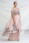 Ellemora Fashions_Floral Frenzy Embroidered Cape Skirt Set _at_Aza_Fashions