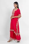 Buy_Ellemora Fashions_Fuchsia Flame Yoke Embroidered Kaftan With Pant _Online_at_Aza_Fashions