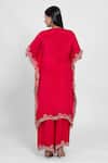 Ellemora Fashions_Fuchsia Flame Yoke Embroidered Kaftan With Pant _Online_at_Aza_Fashions