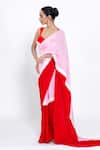 Ellemora Fashions_Berry Blush Colorblock Saree With Blouse _at_Aza_Fashions
