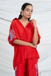 Buy_Ellemora Fashions_Crimson Charm Embroidered Shirt With Pant 