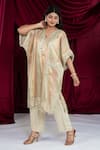 Shop_Ellemora Fashions_Multicolor Gold Tissue Kaftan Set _Online_at_Aza_Fashions