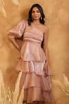 Shop_B'Infinite_Blush Ruffle Dress _Online_at_Aza_Fashions