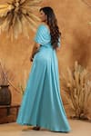 Shop_B'Infinite_Cyan Blue Twist Front Off Shoulder Gown _at_Aza_Fashions