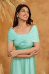 B'Infinite_Mint Twist Front Off Shoulder Gown _Online_at_Aza_Fashions
