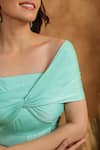 Buy_B'Infinite_Mint Twist Front Off Shoulder Gown _Online_at_Aza_Fashions