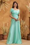 Buy_B'Infinite_Mint Twist Front Off Shoulder Gown _at_Aza_Fashions