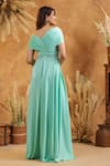 Shop_B'Infinite_Mint Twist Front Off Shoulder Gown _at_Aza_Fashions