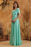 B'Infinite_Mint Twist Front Off Shoulder Gown _at_Aza_Fashions