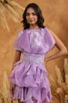 Shop_B'Infinite_Embellished Lilac Ruffled Dress _Online_at_Aza_Fashions