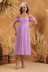 B'Infinite_Lavender Off Shoulder Dress _Online_at_Aza_Fashions