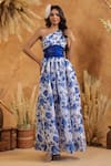Buy_B'Infinite_Blue Rose One Shoulder Gown _at_Aza_Fashions