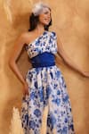 Buy_B'Infinite_Blue Rose One Shoulder Gown _Online_at_Aza_Fashions