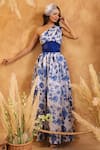 B'Infinite_Blue Rose One Shoulder Gown _at_Aza_Fashions