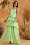 Buy_B'Infinite_Mint Ruffle Cascade Gown _Online_at_Aza_Fashions