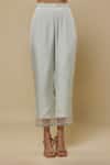 Asaga_Mint Chanderi, Muslin, Organza Mirrors V-neck Eira Work Kurta Set _Online_at_Aza_Fashions